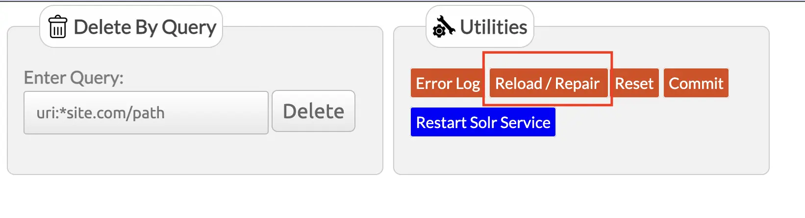 Reload Repair Opensolr Index